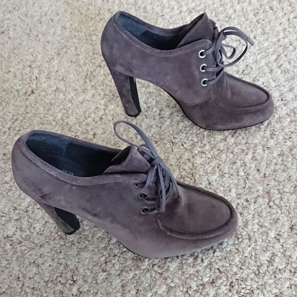 Stuart Weitzman gray lace up oxfords ankle bootie size 7M - Picture 5 of 12